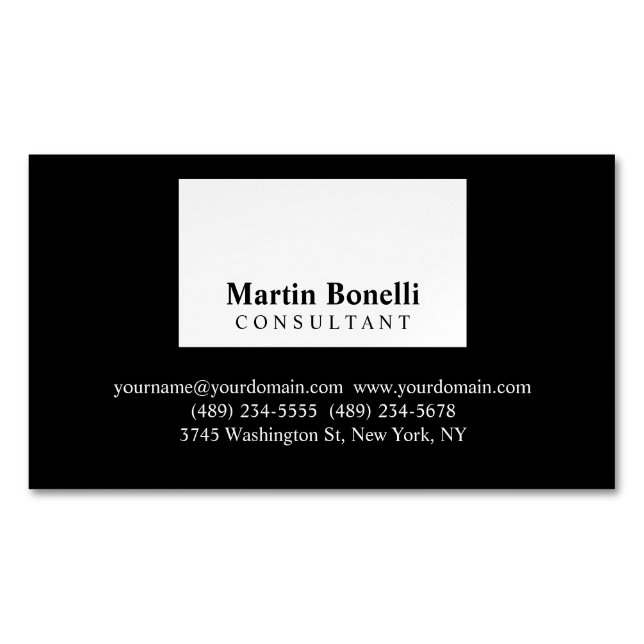 Tarjeta de visita profesional Black White Modernis (Anverso)