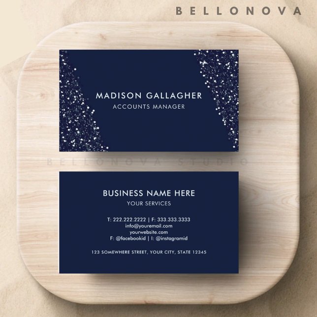 Tarjeta De Visita Profesional blanco azul de la Marina Oscura person (Custom Dark Navy Blue White Professional Business Card)