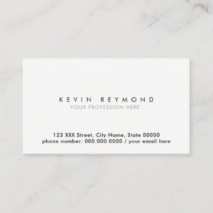 Tarjeta De Visita profesional blanco básico simple y mínimo