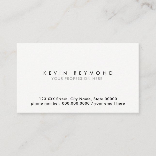 Tarjeta De Visita profesional blanco básico simple y mínimo (Anverso)