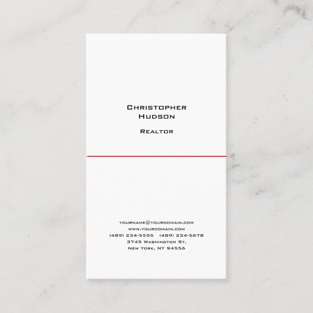 Tarjeta De Visita Profesional Blanco Blanco Blanco Simple Inmobiliar (Anverso)