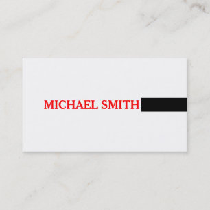 Tarjeta De Visita Profesional Blanco Blanco Moderno Elegante Rojo