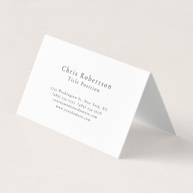 Tarjeta De Visita Profesional Blanco Negro Plano Moderno Simple (Anverso)