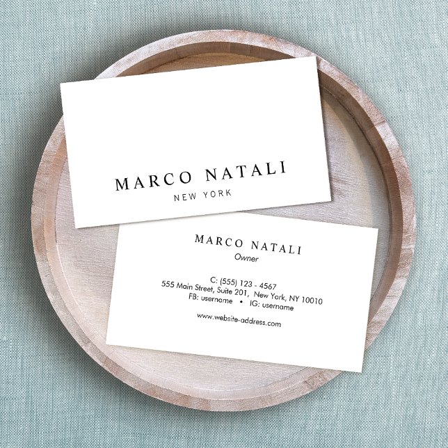 Tarjeta De Visita Profesional blanco negro simple y elegante (Subido por el creador)