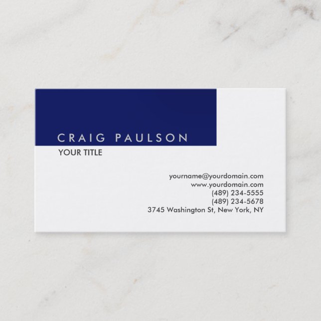 Tarjeta De Visita Profesional blanco simple y llano (Anverso)