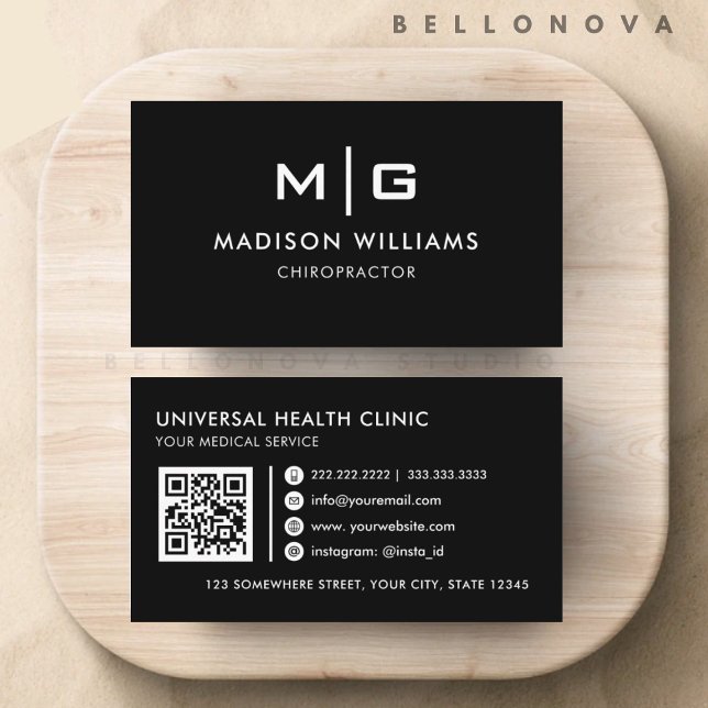 Tarjeta De Visita Profesional blanco y negro de personalizable (Customizable Black and White Professional Business Card)