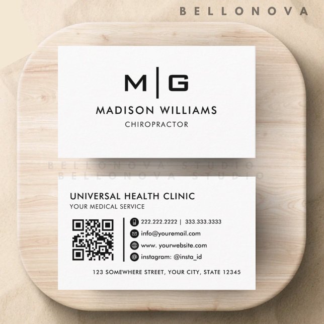 Tarjeta De Visita Profesional Blanco Y Negro personalizable (Customizable White And Black Professional Business Card)