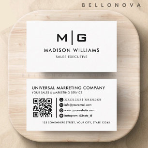 Tarjeta De Visita Profesional Blanco Y Negro personalizable