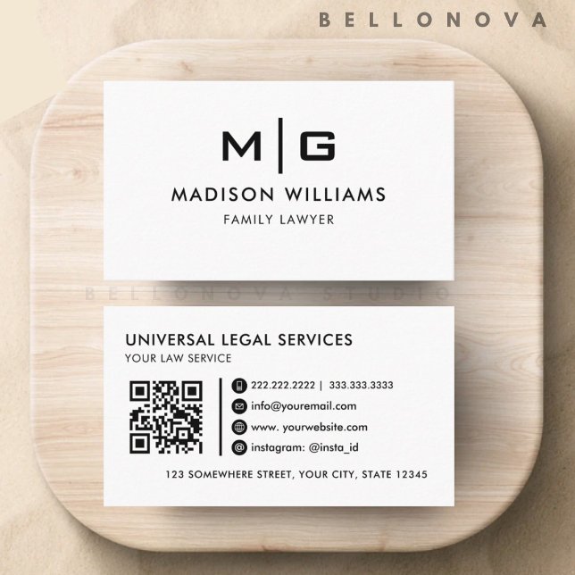 Tarjeta De Visita Profesional Blanco Y Negro personalizable (Customizable White And Black Professional Business Card)
