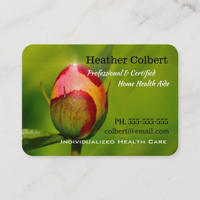 Tarjeta De Visita Profesional cariñoso del brote del Peony del (Anverso)