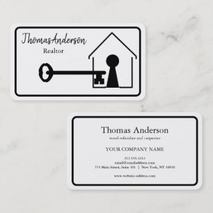 Tarjeta De Visita Profesional Casa Moderna y Logotipo de Llave Real 
