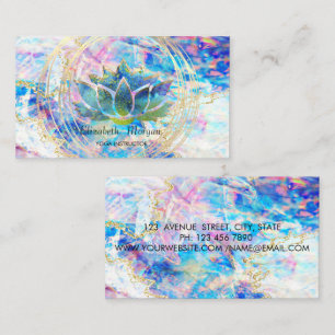 Tarjeta De Visita Profesional,Círculos dorados Lotus Opal Holográfic