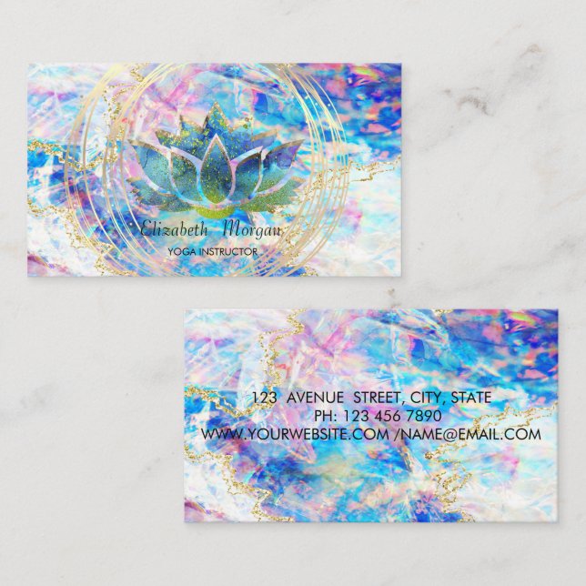 Tarjeta De Visita Profesional,Círculos dorados Lotus Opal Holográfic (Anverso / Reverso)