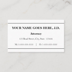 Tarjeta de visita profesional clásica y legal