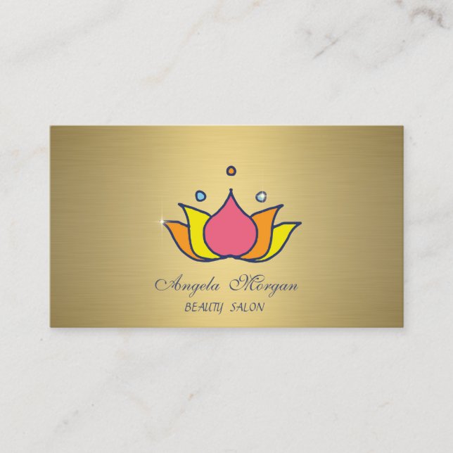 Tarjeta De Visita Profesional Colorful Lotus Gold (Anverso)