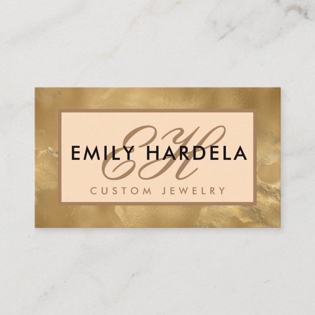 Tarjeta De Visita Profesional con efecto de cristal de oro (Anverso)