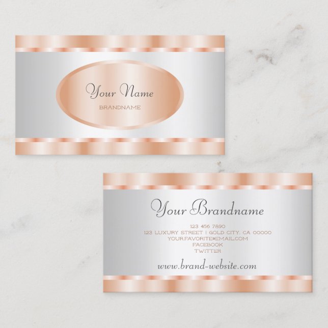 Tarjeta De Visita Profesional con efecto oro y plata Rosa moderno (Anverso / Reverso)