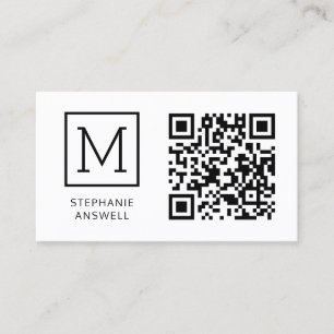 Tarjeta De Visita Profesional con logotipo mínimo de código QR blanc