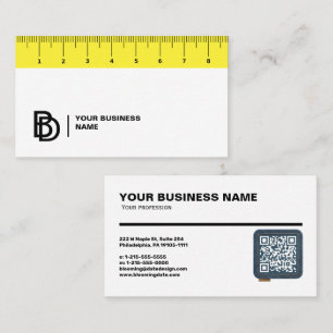 Tarjeta de visita profesional con regla (cm)