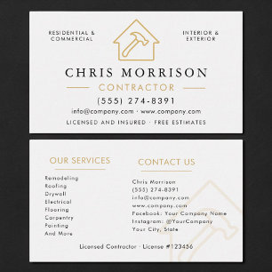 Tarjeta De Visita Profesional contratista de construcción