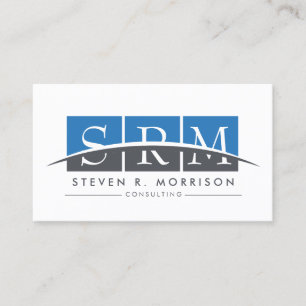 Tarjeta De Visita Profesional corporativo Estilizado Monograma Azul/