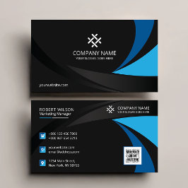Tarjeta De Visita Profesional corporativo moderno Black Blue Premium