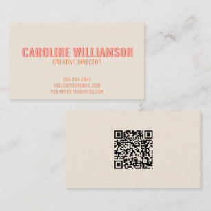 Tarjeta De Visita Profesional Creativo Moderno Rosa Naranja QR Retro