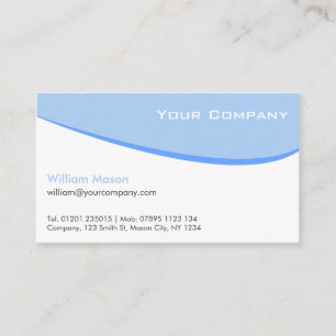Tarjeta de visita profesional curvada blanco azul