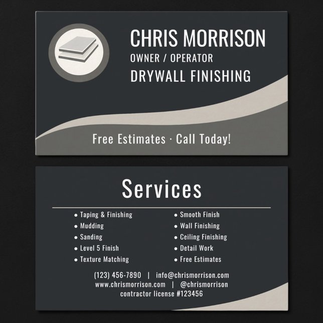 Tarjeta De Visita Profesional de Acabado de Drywall (Subido por el creador)