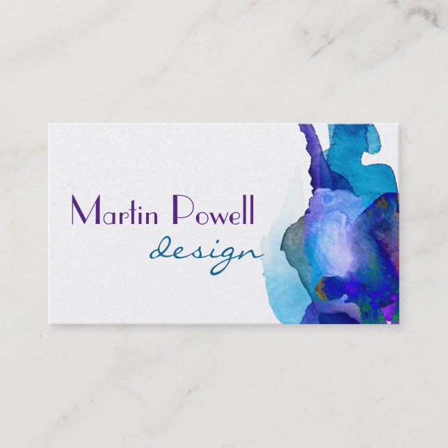 Tarjeta De Visita profesional de acabado platino de acuarela moderna (Anverso)