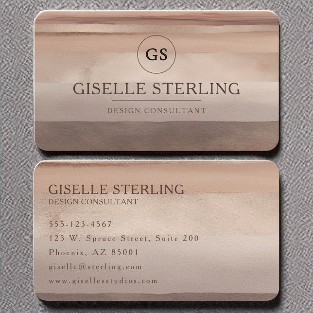 Tarjeta De Visita Profesional de acuarela marrón de tazas minimalist (Subido por el creador)