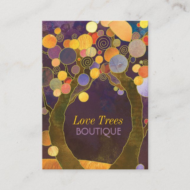 Tarjeta De Visita Profesional de Árboles de Amor Únicos (Anverso)