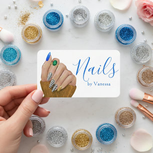 Tarjeta De Visita Profesional de Belleza con Estilo Técnico de Uñas 
