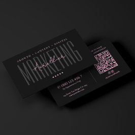 Tarjeta De Visita Profesional de Belleza Estética Marketing Rosa Neg
