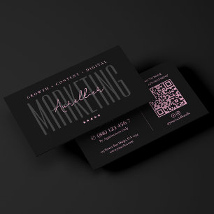 Tarjeta De Visita Profesional de Belleza Estética Marketing Rosa Neg
