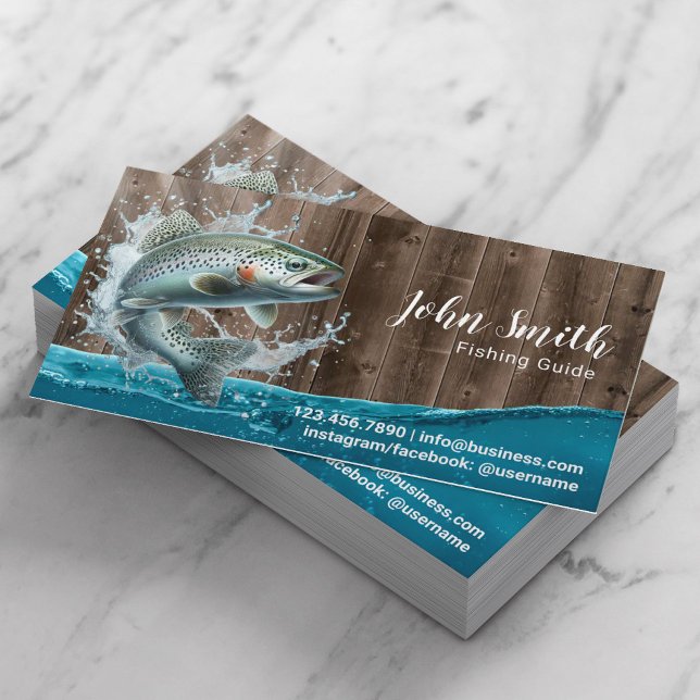 Tarjeta De Visita Profesional de cartas de pesca de guía de pesca (Subido por el creador)