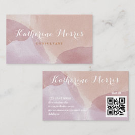 Tarjeta De Visita Profesional de código QR Minimalista de tono neutr