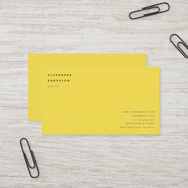 Tarjeta de visita profesional de color amarillo mi (Anverso/Reverso In Situ)