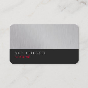 Tarjeta De Visita Profesional de color gris oscuro y plateado creati