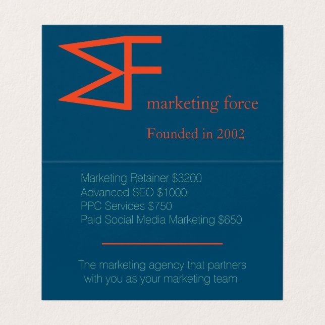 Tarjeta De Visita Profesional de colores contrastantes (Interior desplegado)