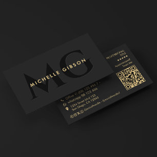 Tarjeta De Visita Profesional de Consultoría con Iniciales Negras Mí