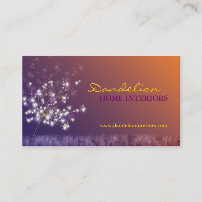 Tarjeta De Visita Profesional de Cute Dandelions (Anverso)