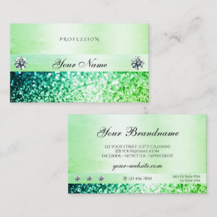 Tarjeta De Visita Profesional de diamantes de Purpurina verde Verde 