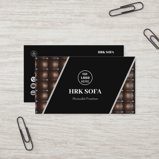 Tarjeta De Visita Profesional de diseño de sofás de cuero de mobilia (Anverso/Reverso In Situ)