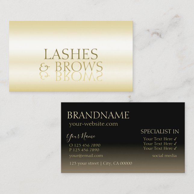 Tarjeta De Visita Profesional de estilo Gold y Black Mirror Font (Anverso / Reverso)
