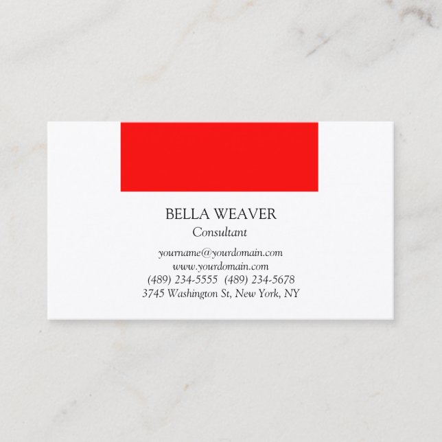 Tarjeta De Visita Profesional de estilo rojo moderno (Anverso)