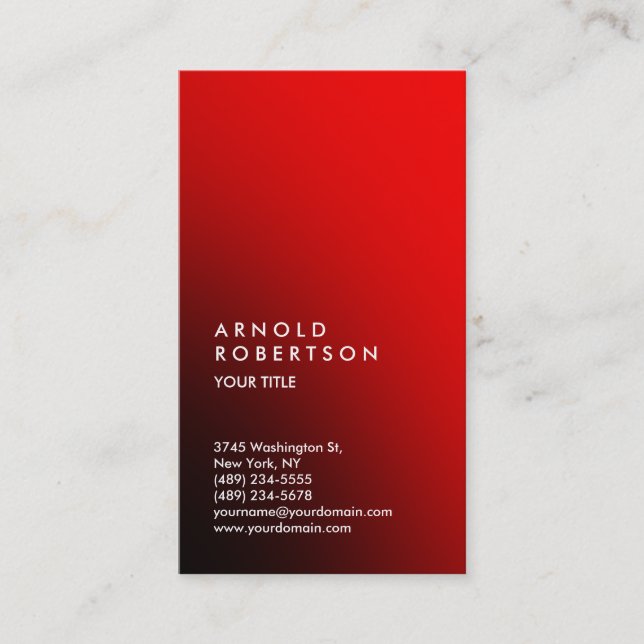 Tarjeta de visita profesional de estilo rojo trend (Anverso)