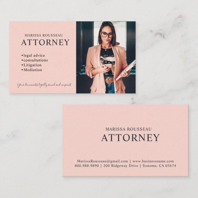 Tarjeta De Visita Profesional de Foto de Abogado Moderno (Anverso / Reverso)