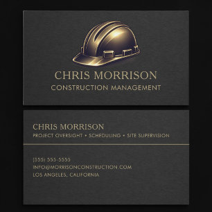 Tarjeta De Visita Profesional de Gorra Dura de Gestión de Construcci