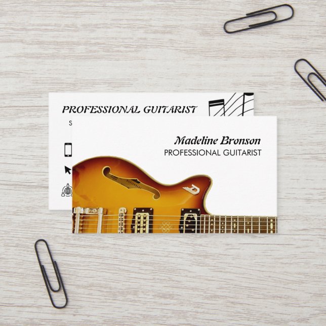 Tarjeta de visita profesional de Guitarista (Anverso/Reverso In Situ)